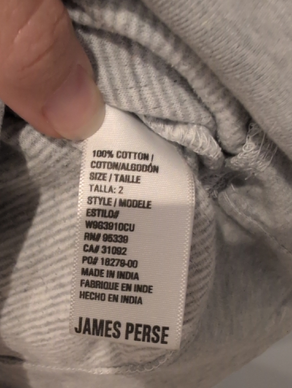 Standard James Perse Grey White Striped Double Layered Cotton Crewneck Size 2 - Picture 3 of 4